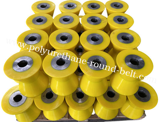 Yellow Pu Coating Roller Poly Wheels High Hardness Custom Service